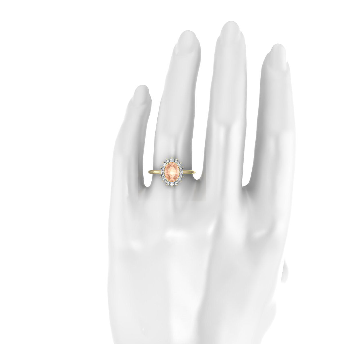 Blossom | 18k Yellow Gold 8 x 6 mm Oval Morganite Ring
