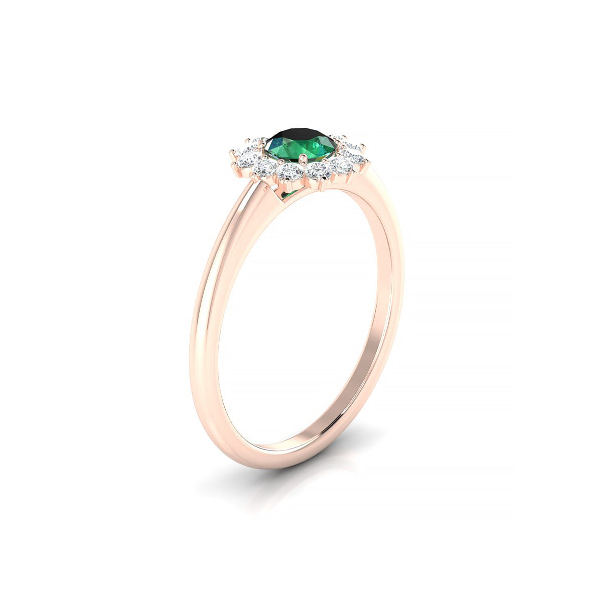 Blossom | 18k Rose Gold 4.5 mm Round Emerald Ring