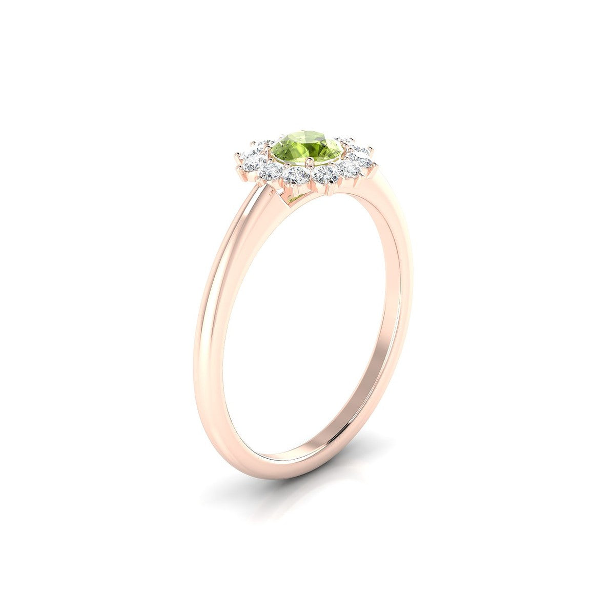 Blossom | 18k Rose Gold 4.5 mm Round Peridot Ring