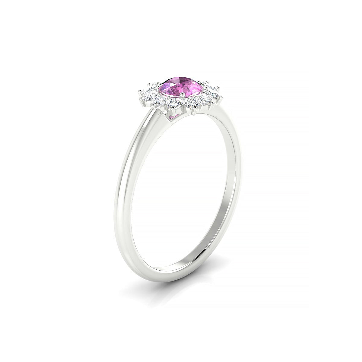 Blossom | 18k White Gold 4.5 mm Round Pink Sapphire Ring