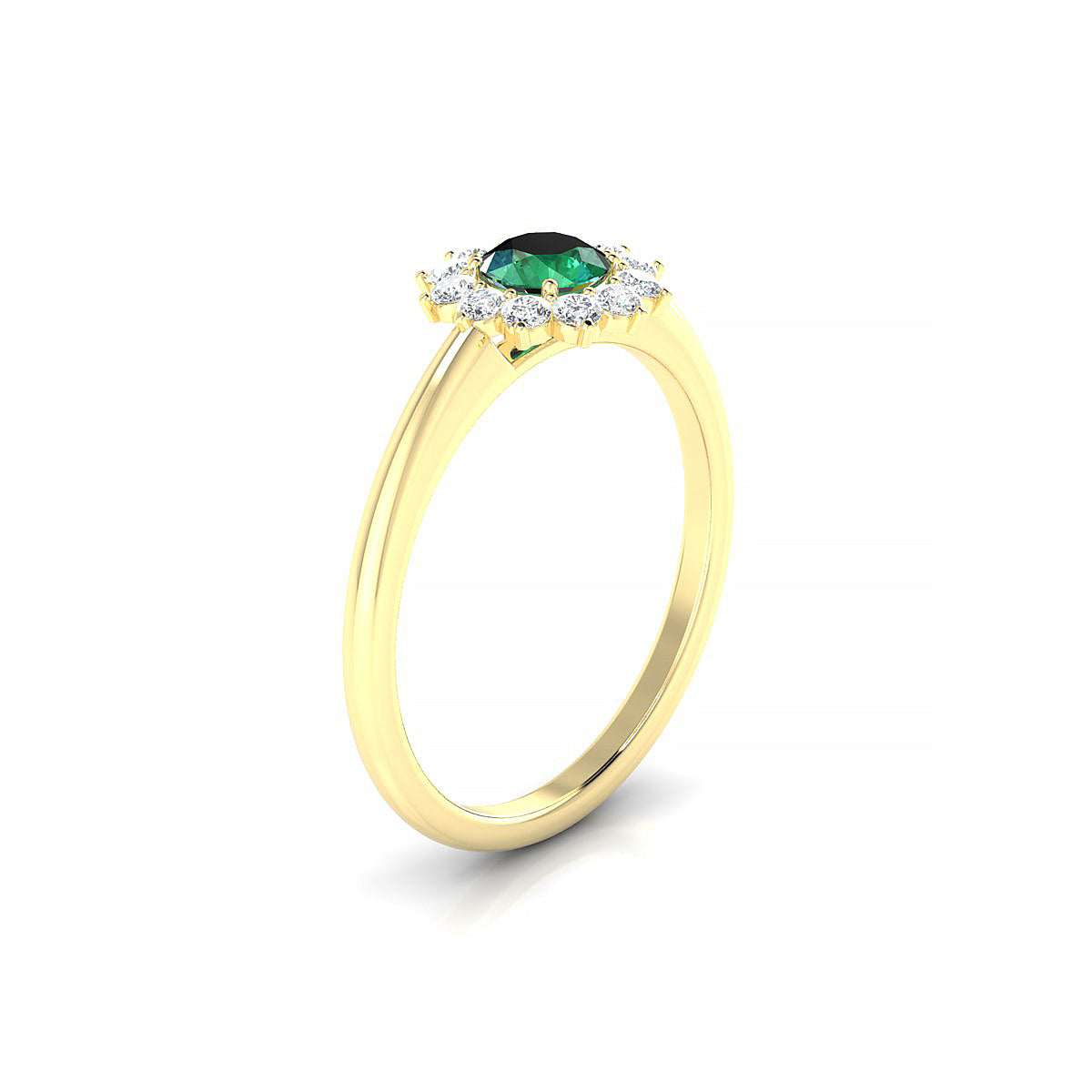 Blossom | 18k Yellow Gold 4.5 mm Round Emerald Ring