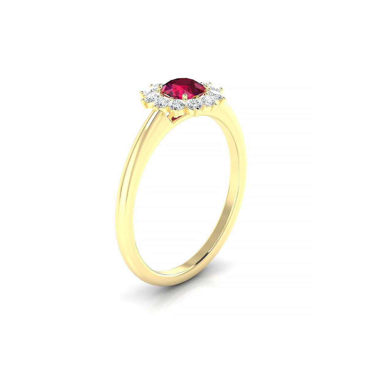 Blossom | 18k Yellow Gold 4.5 mm Round Ruby Ring