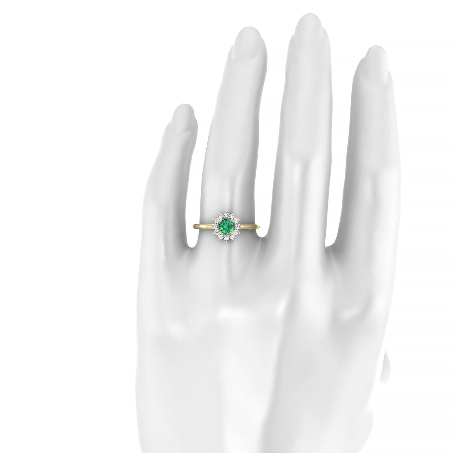 Blossom | 18k Yellow Gold 4.5 mm Round Emerald Ring