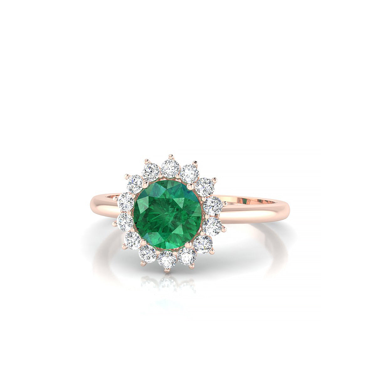 Blossom | 18k Rose Gold 6 mm Round Emerald Ring