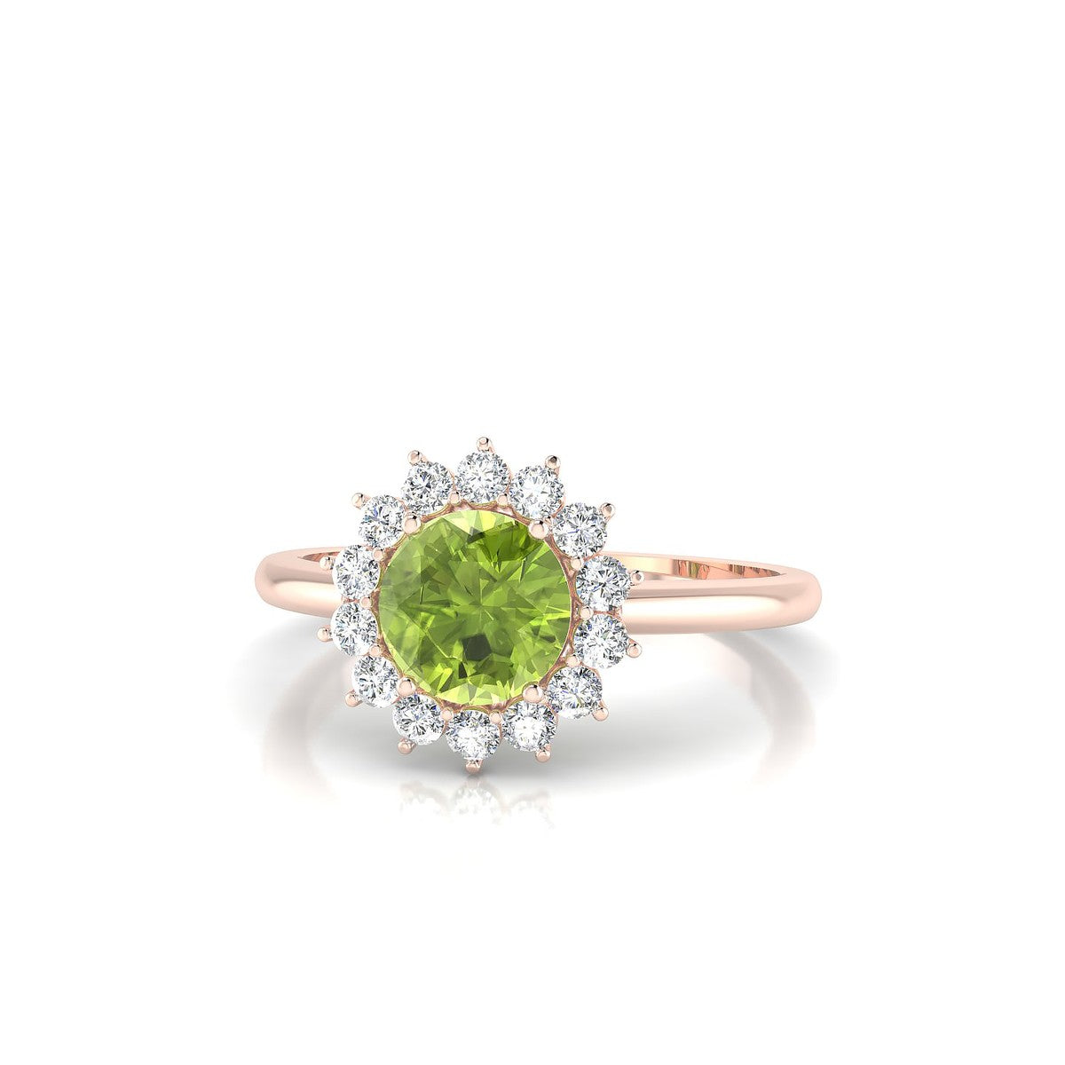 Blossom | 18k Rose Gold 6 mm Round Peridot Ring