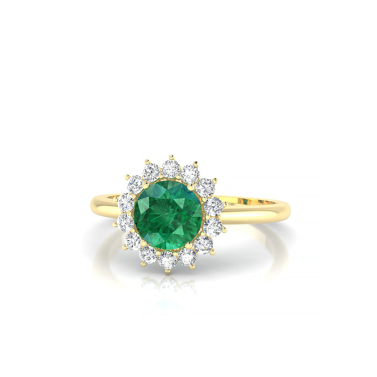 Blossom | 18k Yellow Gold 6 mm Round Emerald Ring