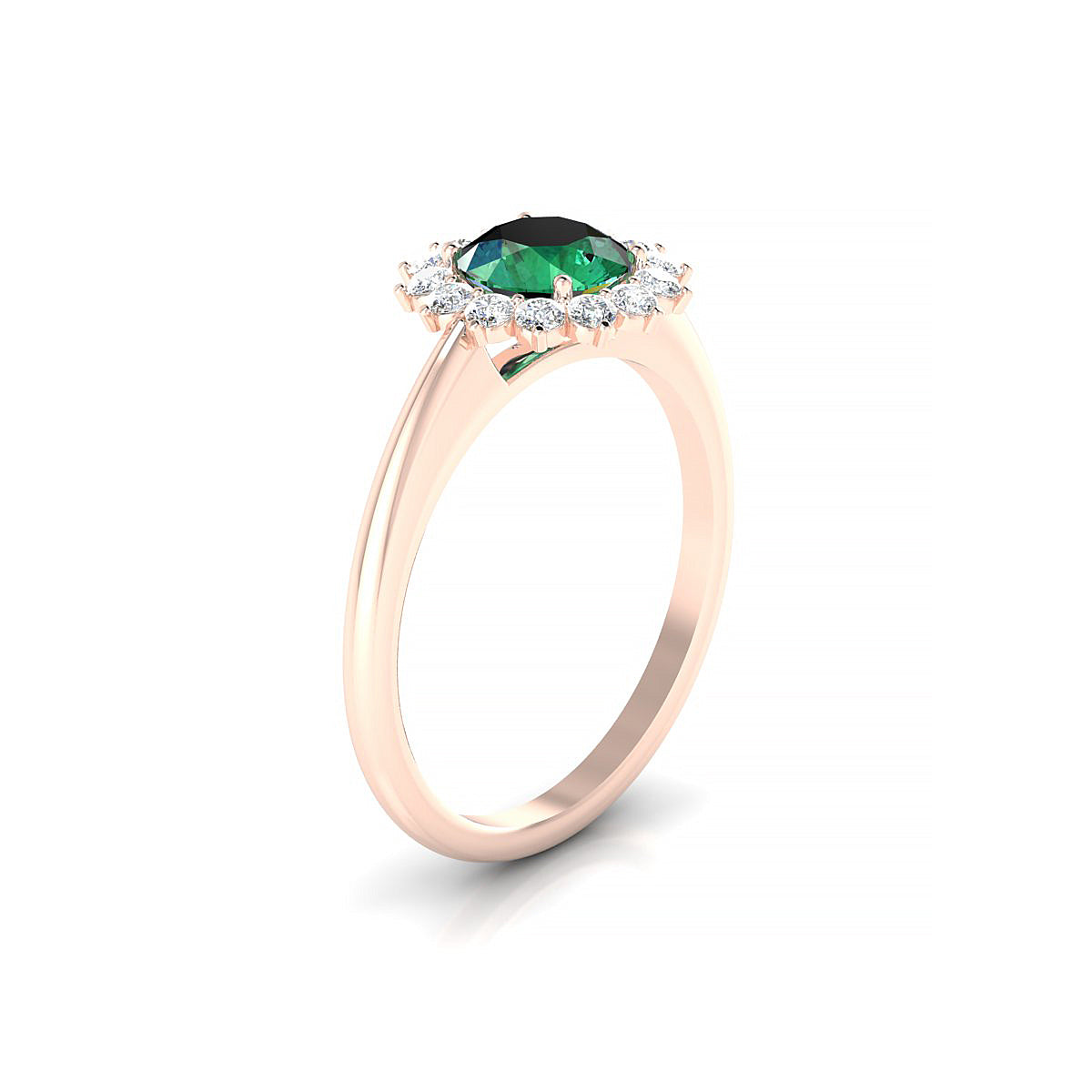 Blossom | 18k Rose Gold 6 mm Round Emerald Ring