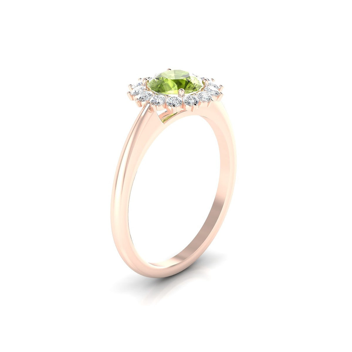 Blossom | 18k Rose Gold 6 mm Round Peridot Ring