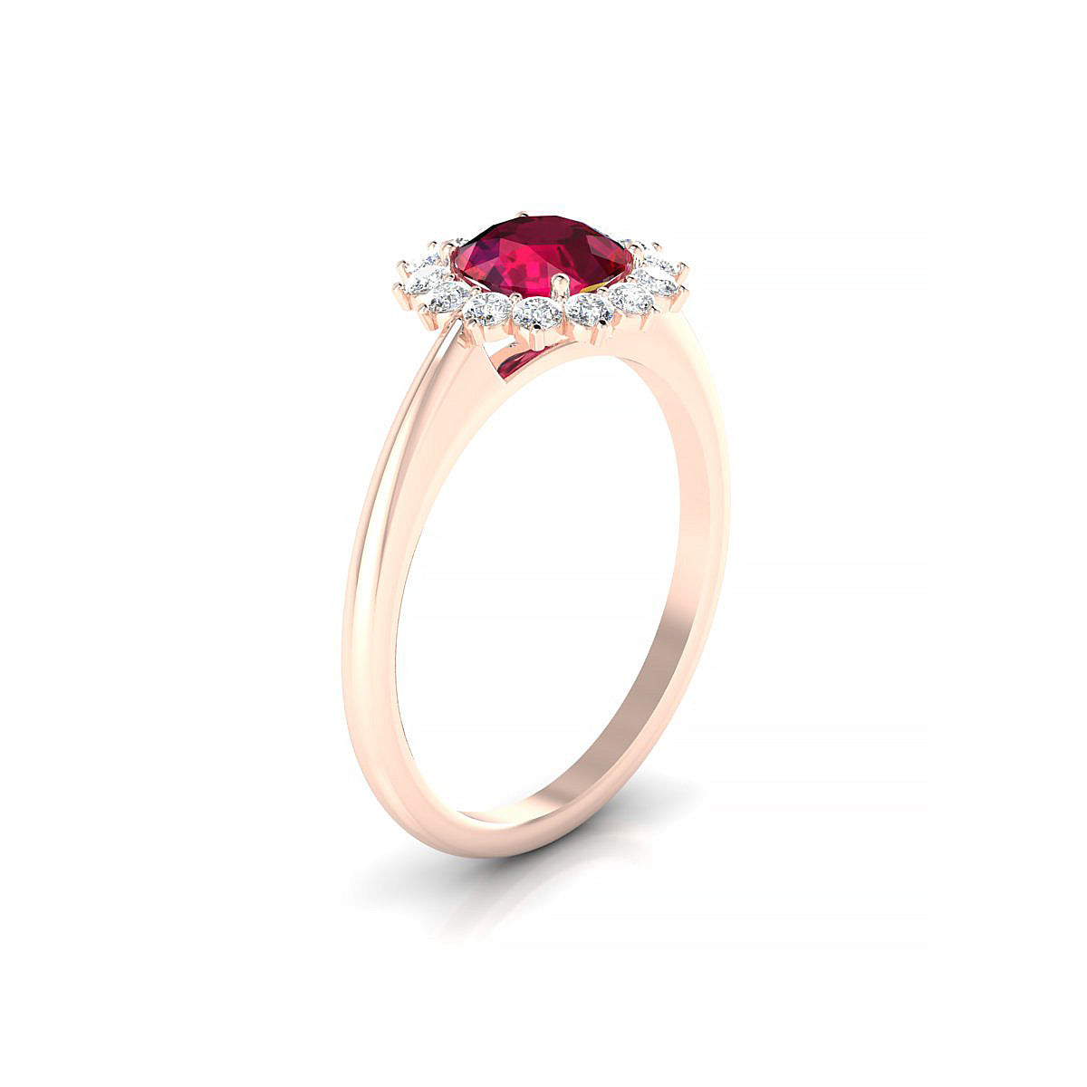 Blossom | 18k Rose Gold 6 mm Round Ruby Ring