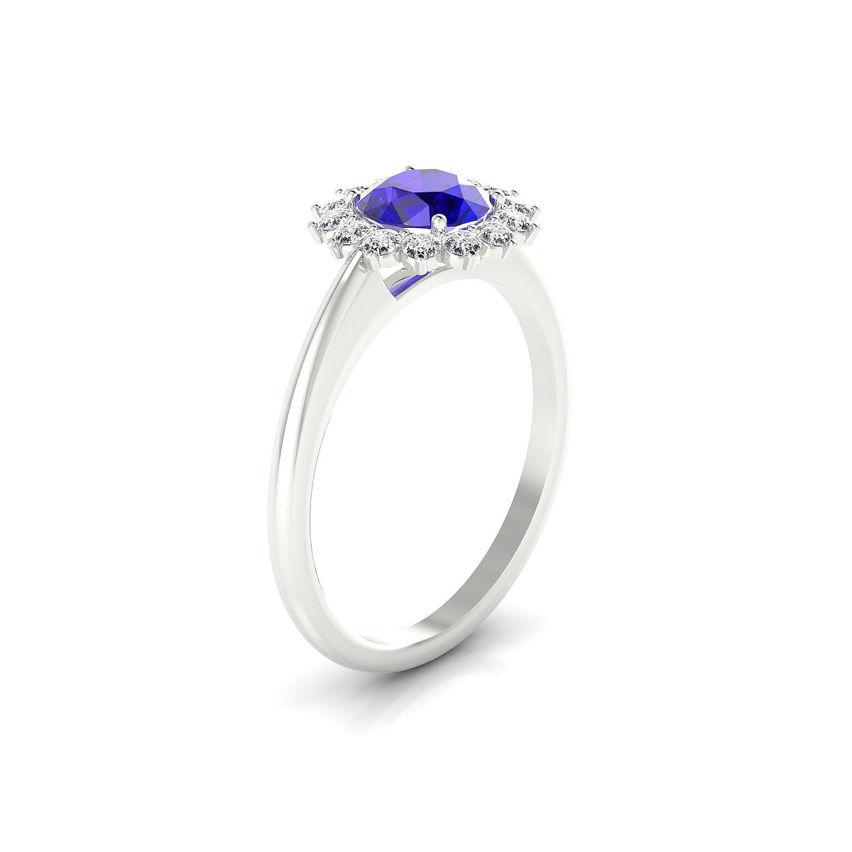 Blossom | 18k White Gold 6 mm Round Tanzanite Ring