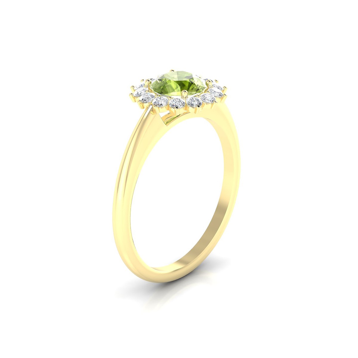 Blossom | 18k Yellow Gold 6 mm Round Peridot Ring