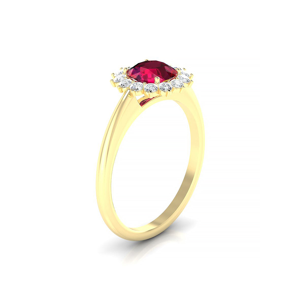 Blossom | 18k Yellow Gold 6 mm Round Ruby Ring