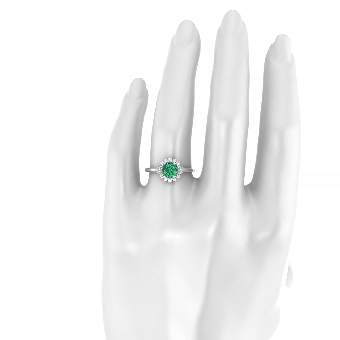 Blossom | 18k White Gold 6 mm Round Emerald Ring