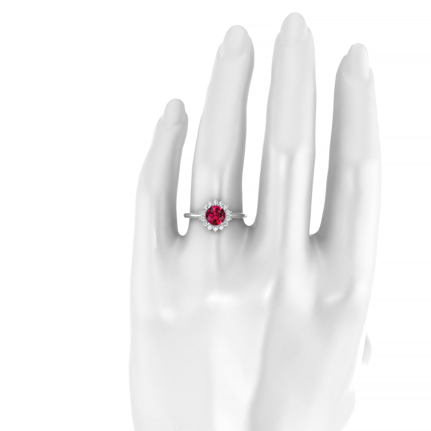 Blossom | 18k White Gold 6 mm Round Ruby Ring