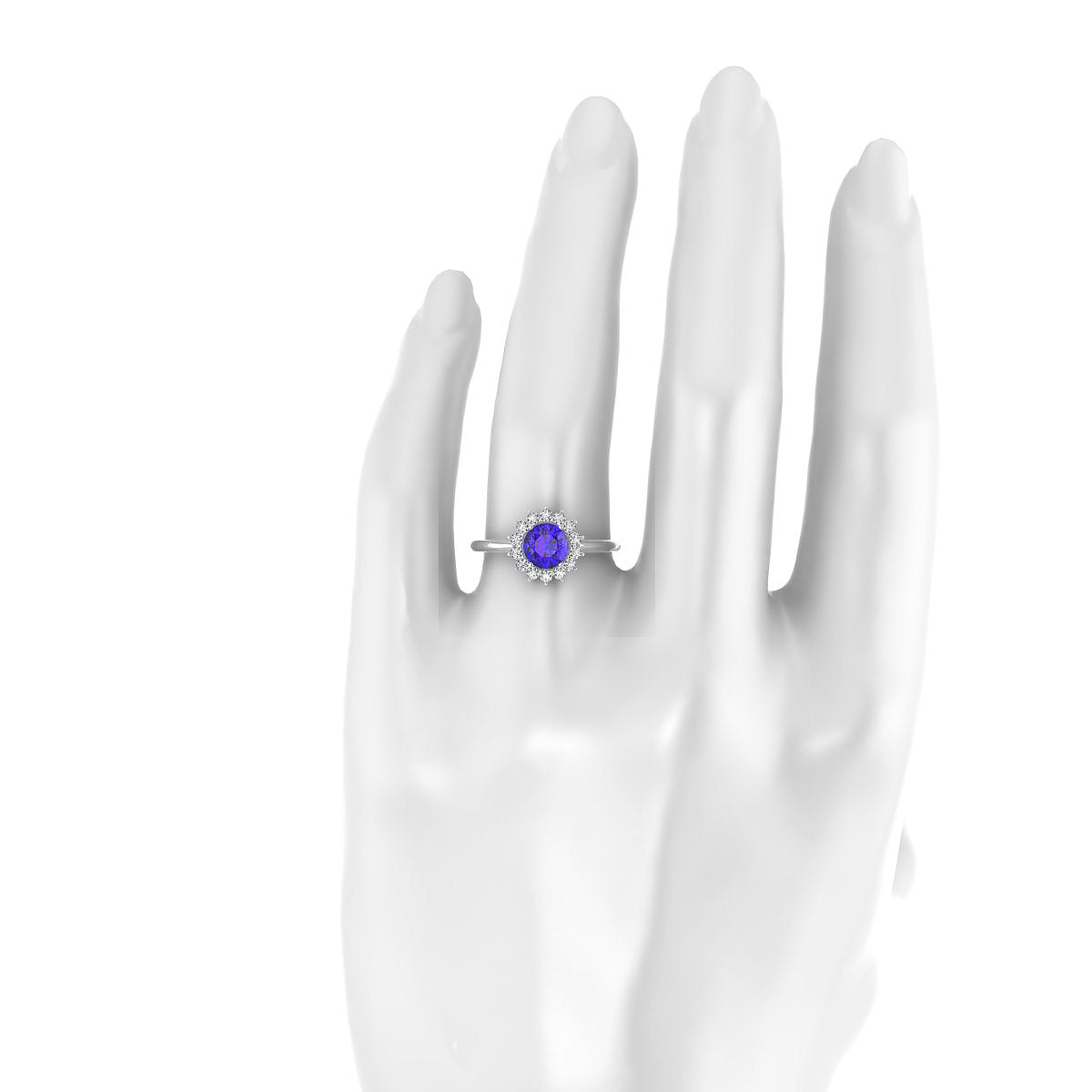 Blossom | 18k White Gold 6 mm Round Tanzanite Ring