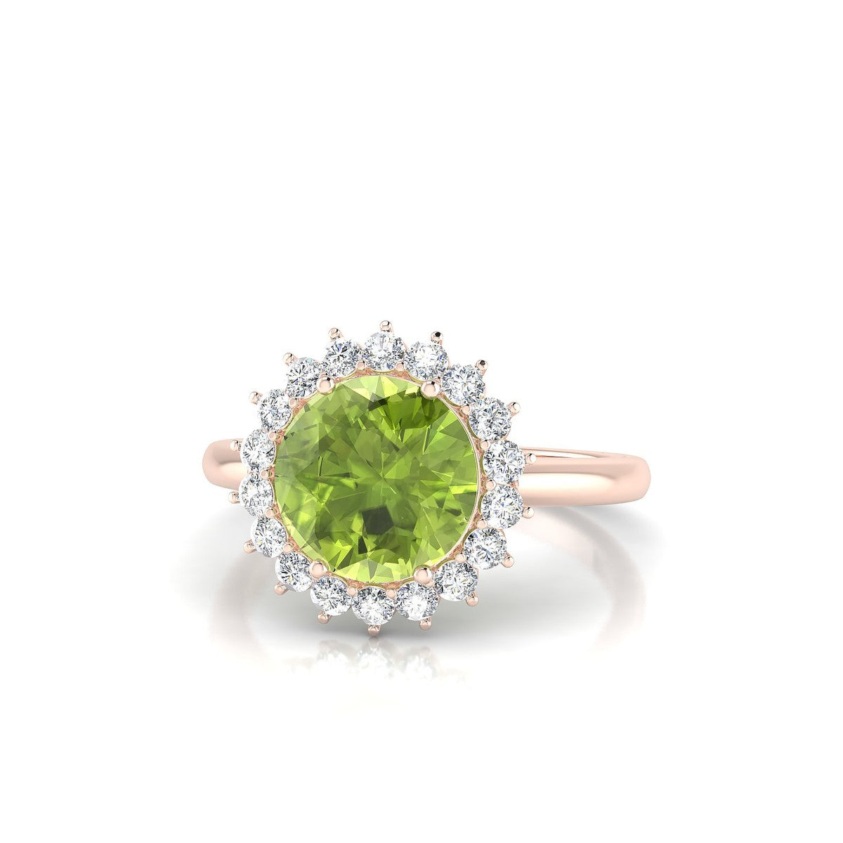 Blossom | 18k Rose Gold 8 mm Round Peridot Ring