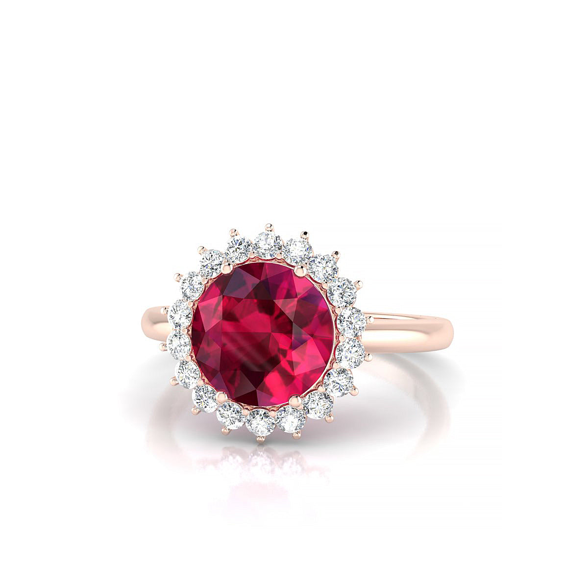 Blossom | 18k Rose Gold 8 mm Round Ruby Ring