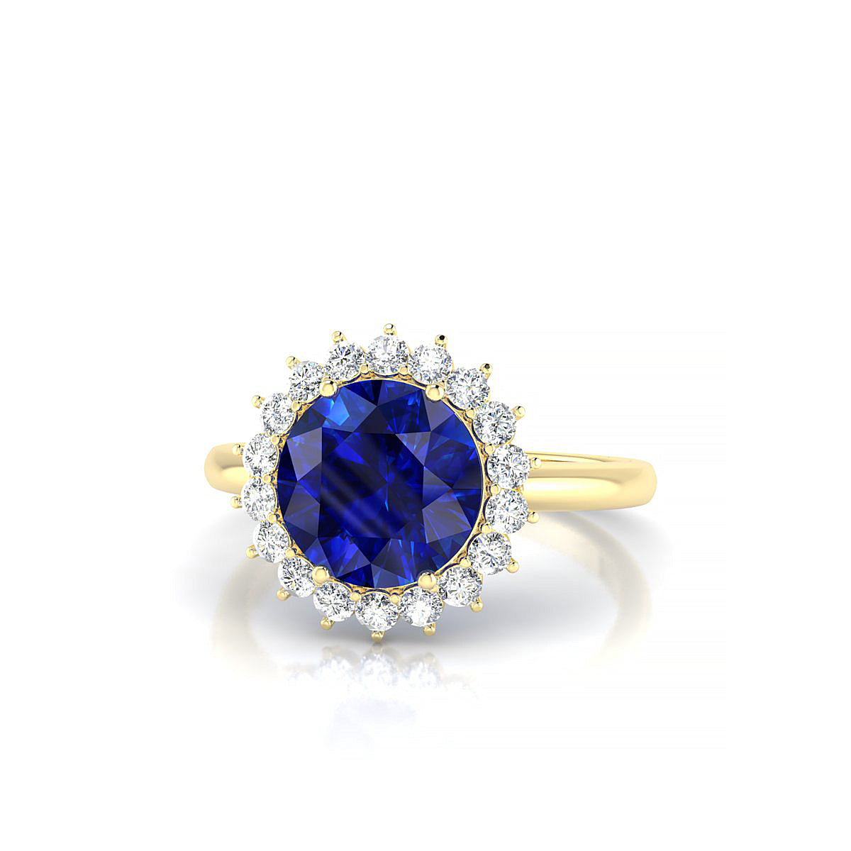 Blossom | 18k Yellow Gold 8 mm Round Sapphire Ring