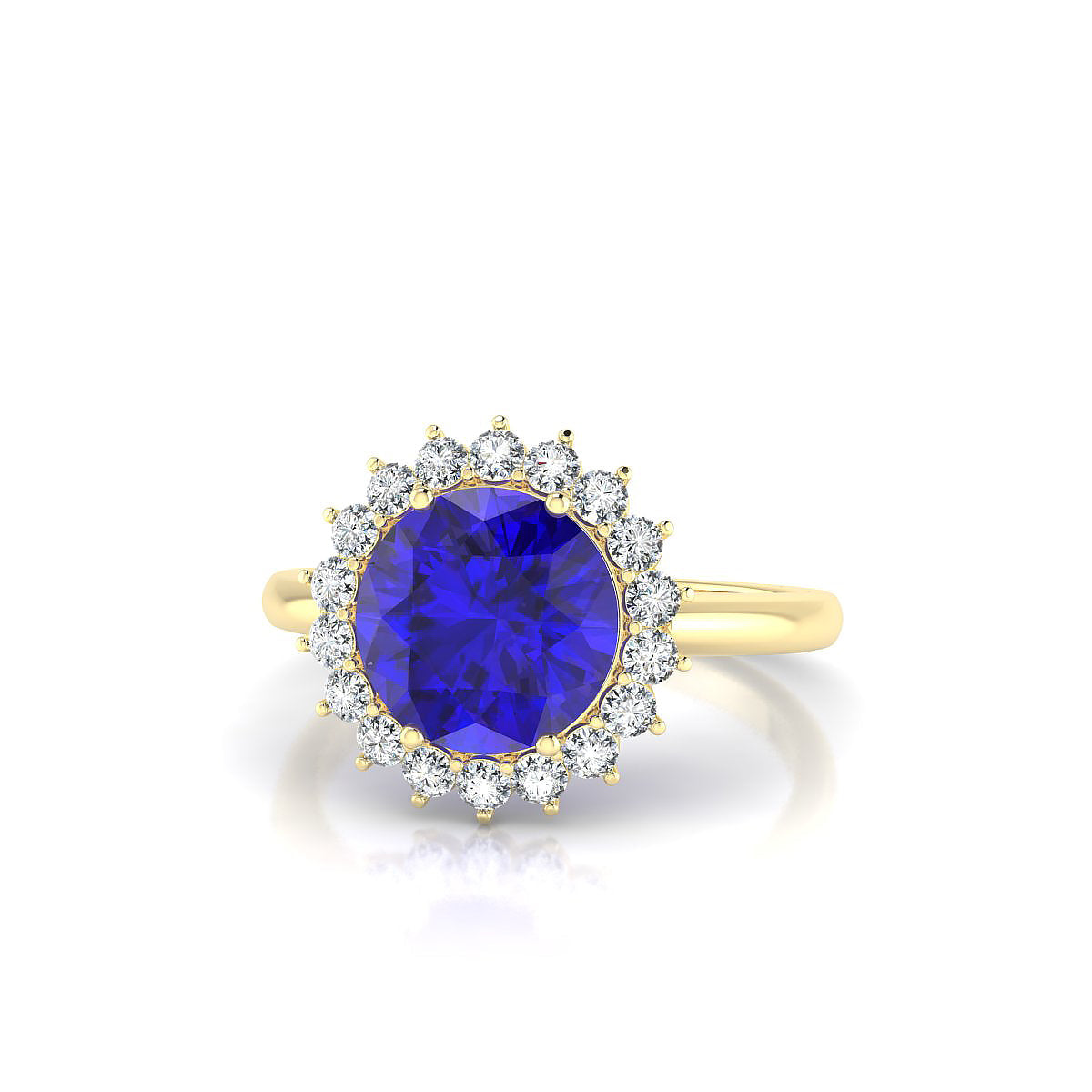 Blossom | 18k Yellow Gold 8 mm Round Tanzanite Ring