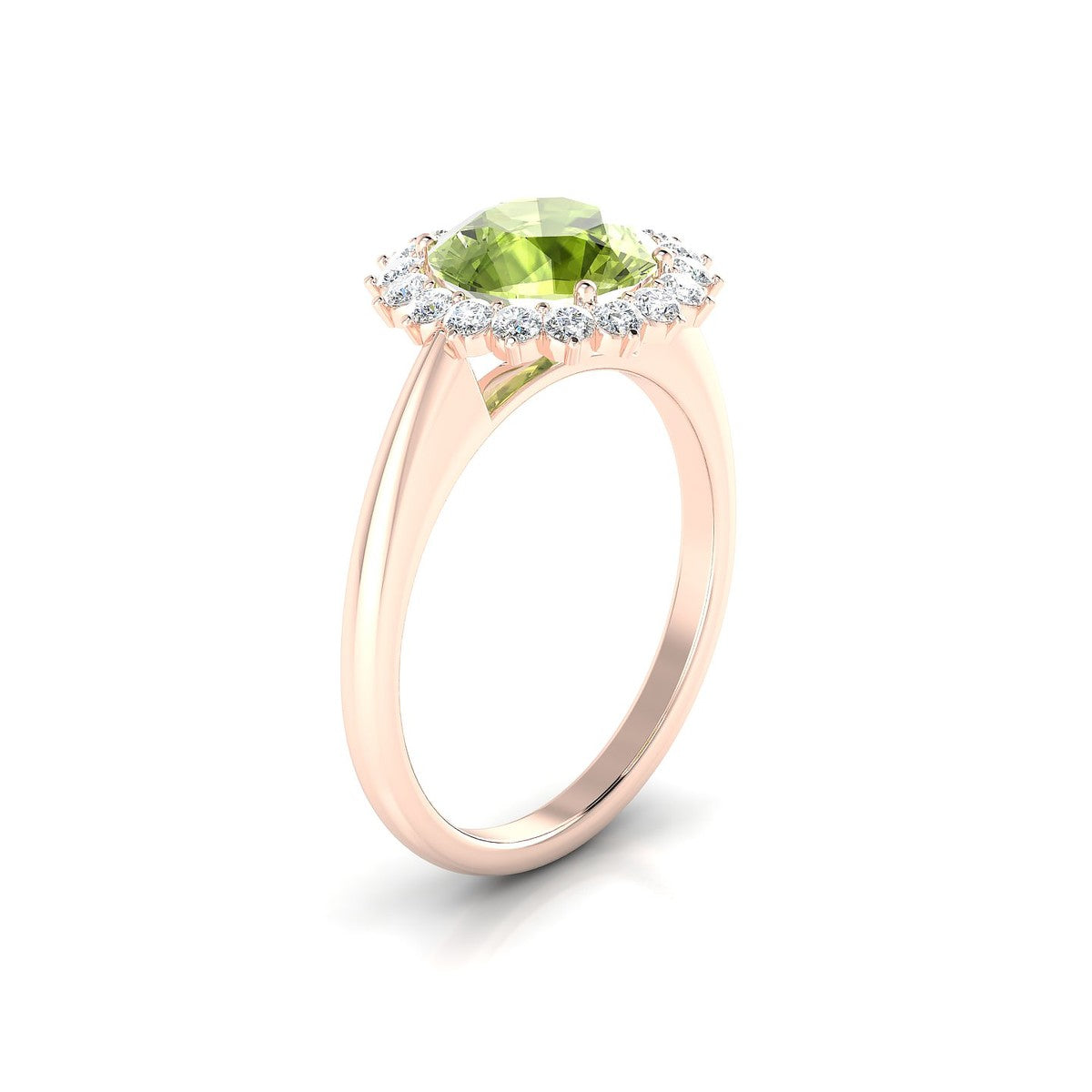 Blossom | 18k Rose Gold 8 mm Round Peridot Ring