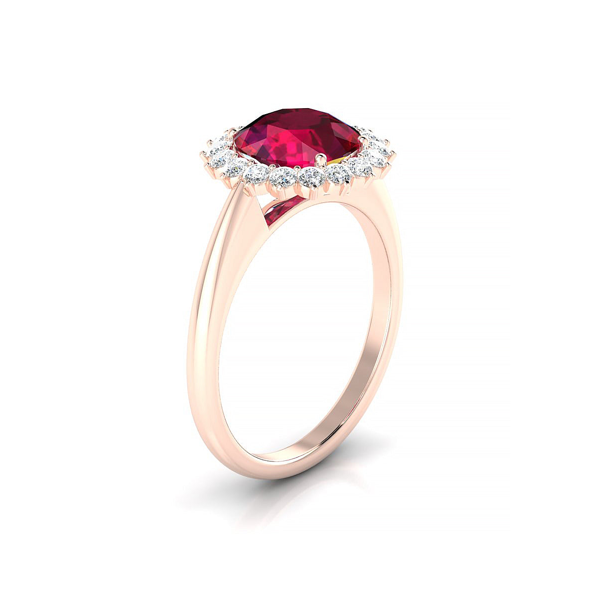 Blossom | 18k Rose Gold 8 mm Round Ruby Ring