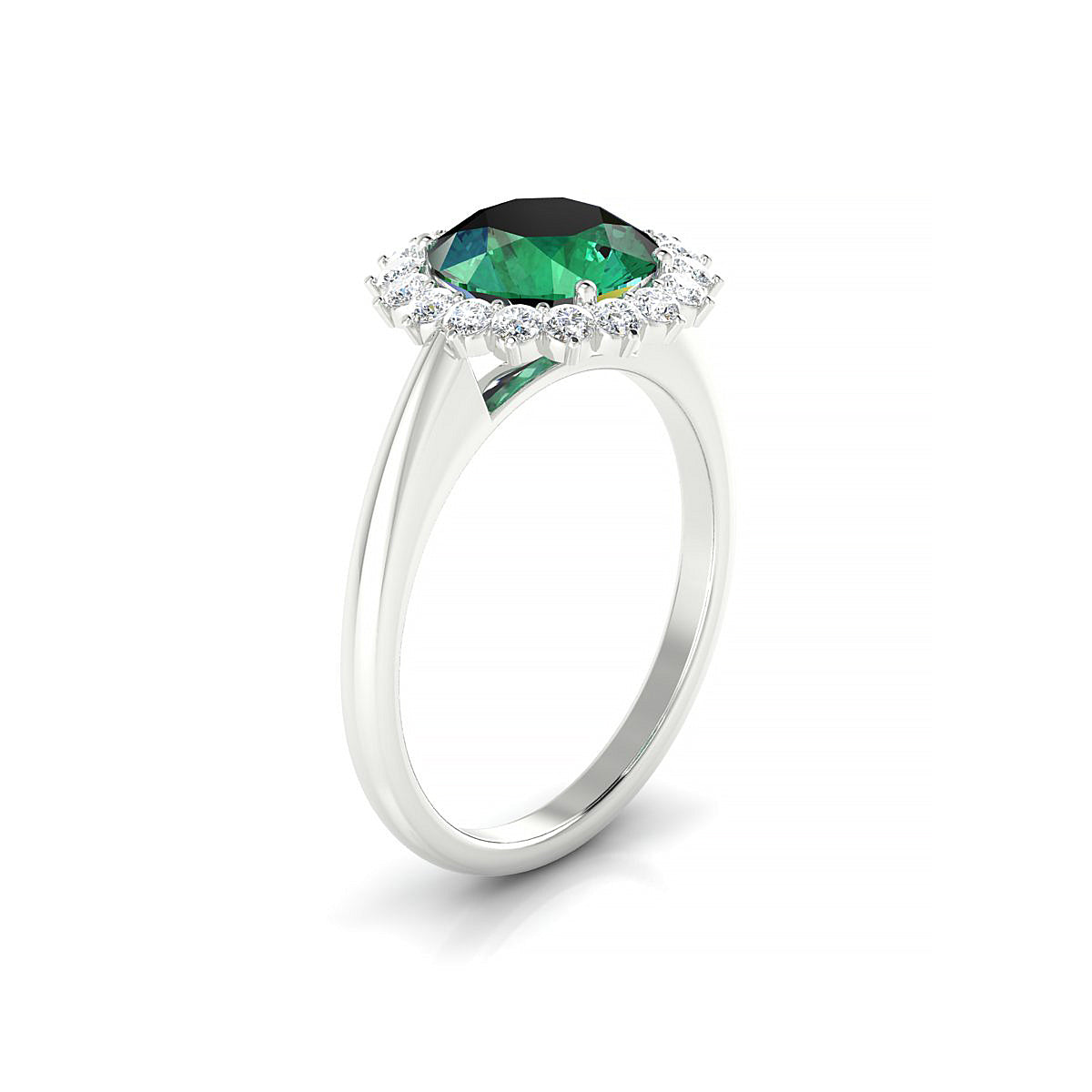 Blossom | 18k White Gold 8 mm Round Emerald Ring