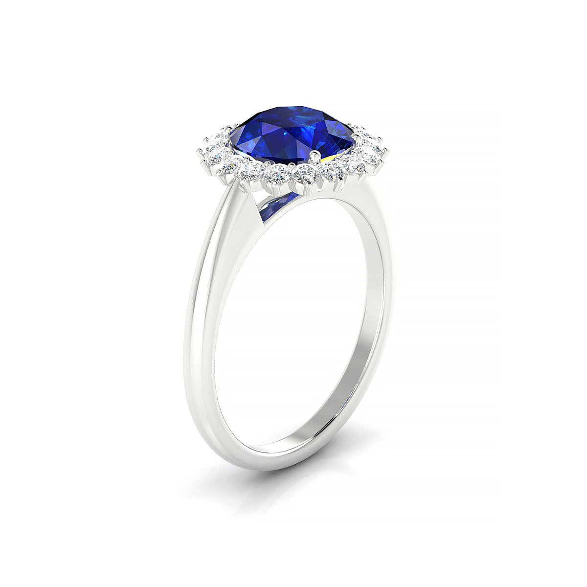 Blossom | 18k White Gold 8 mm Round Sapphire Ring