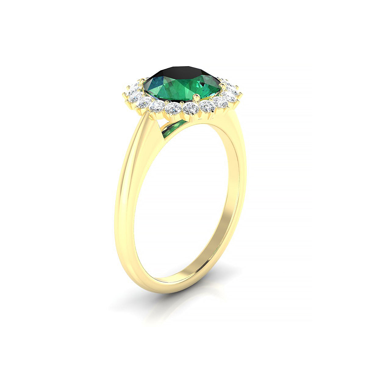Blossom | 18k Yellow Gold 8 mm Round Emerald Ring