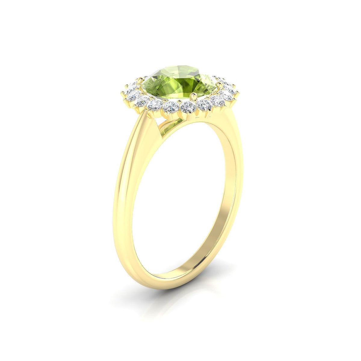 Blossom | 18k Yellow Gold 8 mm Round Peridot Ring