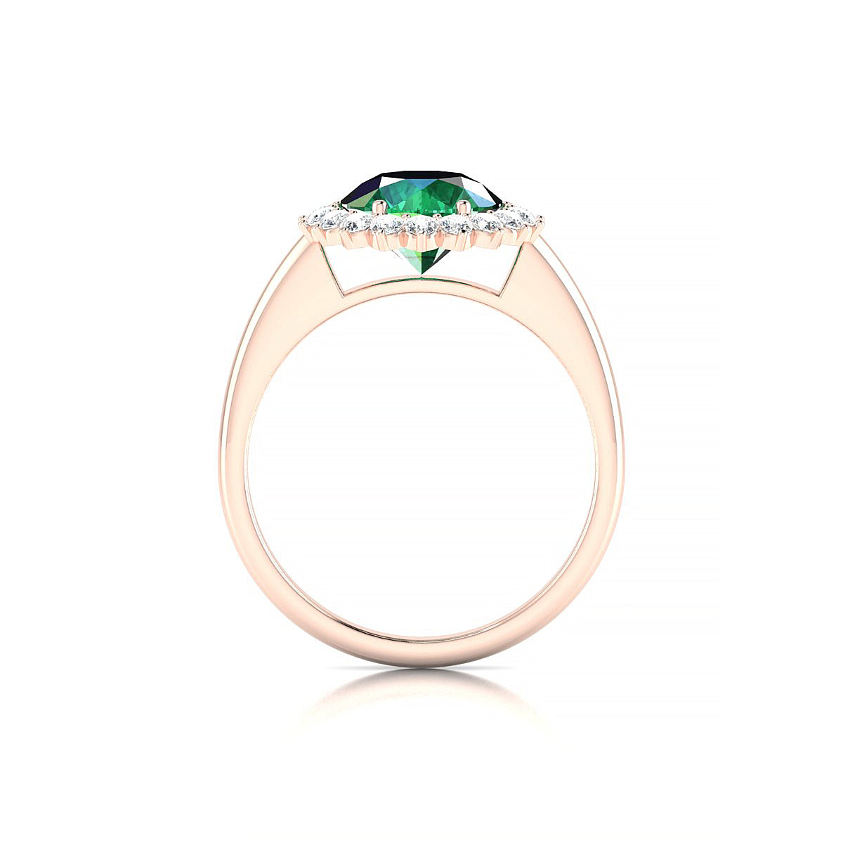 Blossom | 18k Rose Gold 8 mm Round Emerald Ring