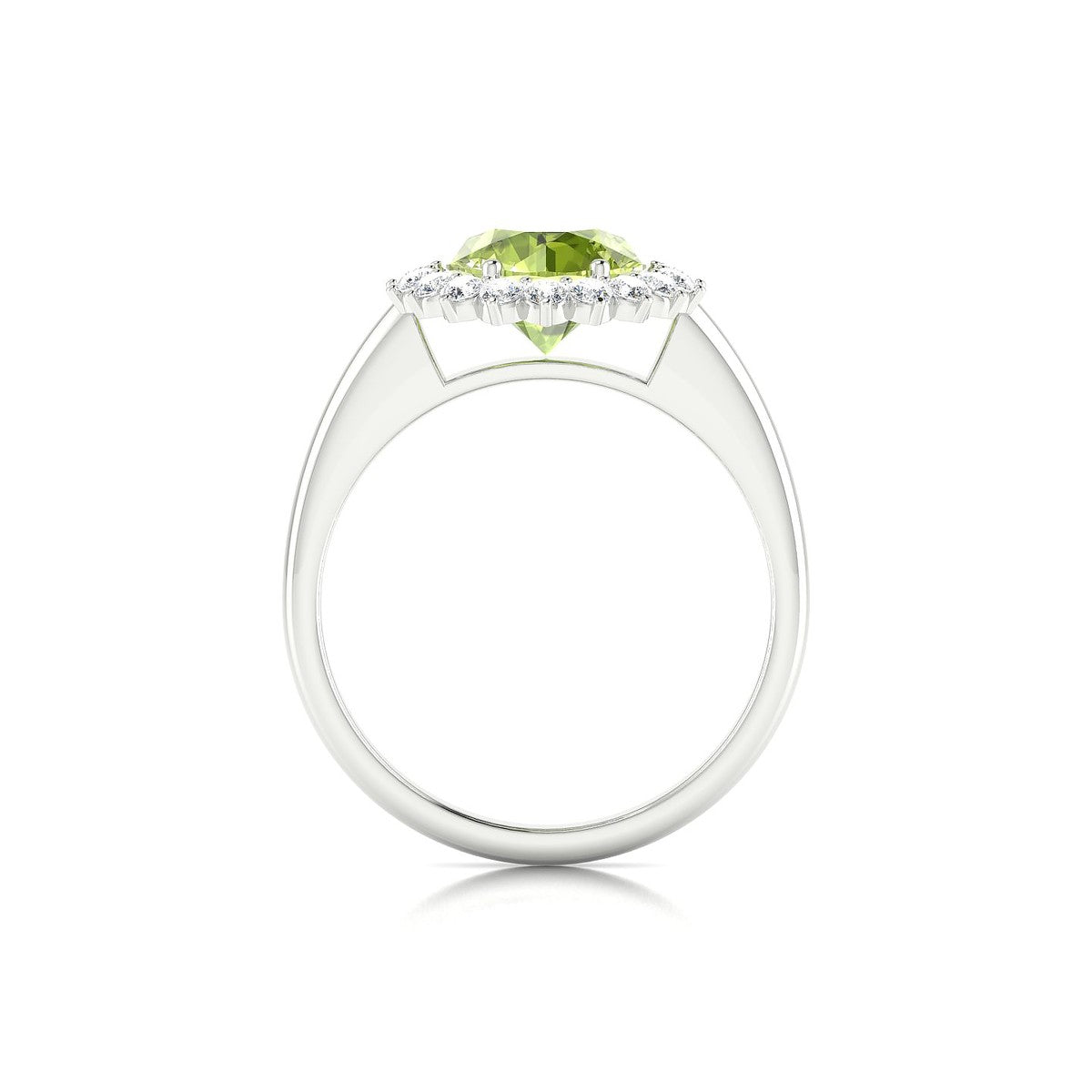Blossom | 18k White Gold 8 mm Round Peridot Ring
