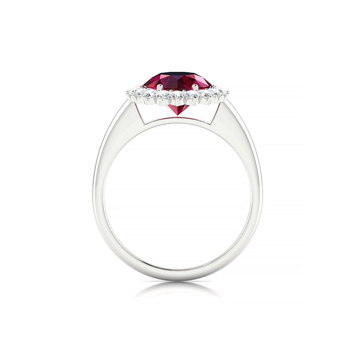 Blossom | 18k White Gold 8 mm Round Ruby Ring