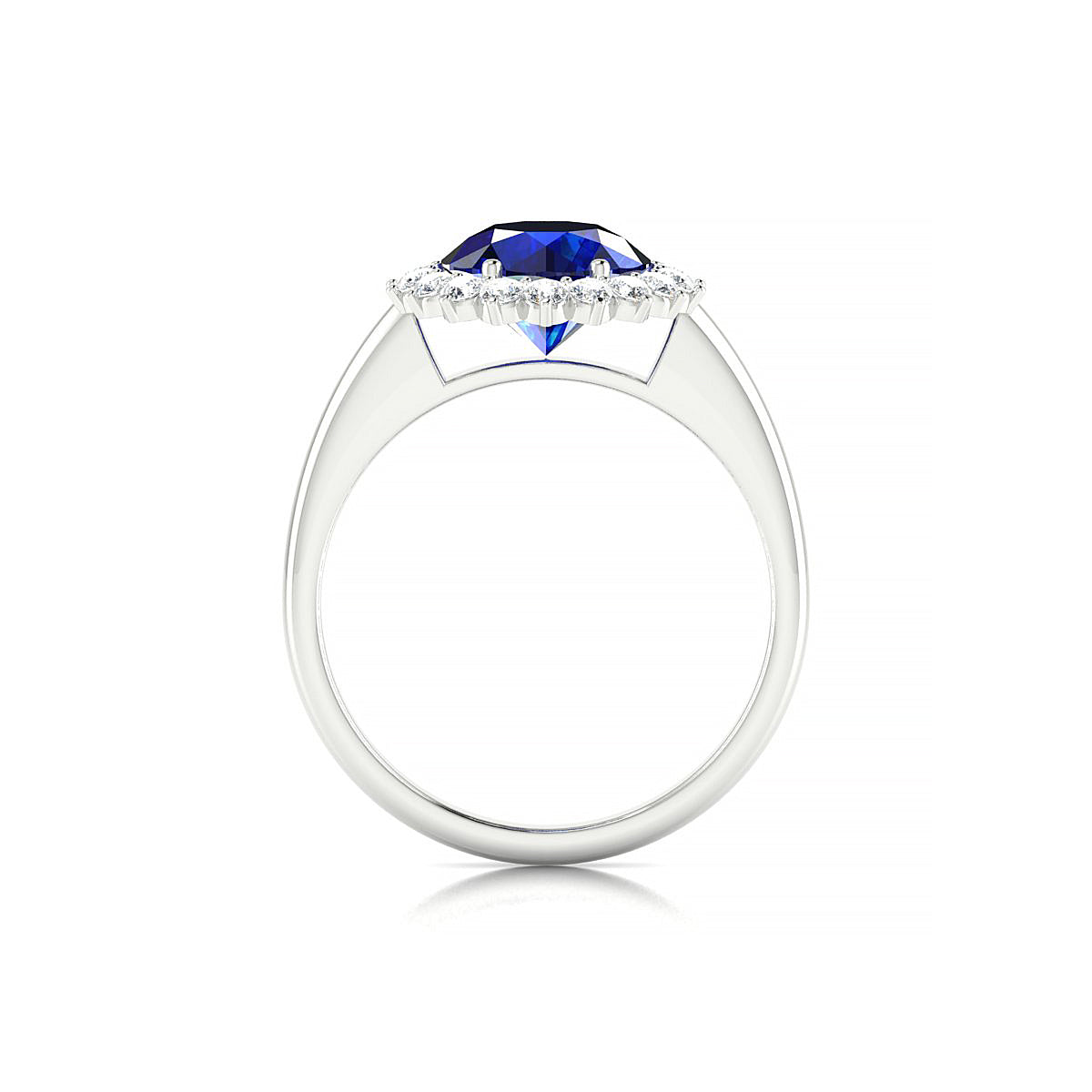 Blossom | 18k White Gold 8 mm Round Sapphire Ring