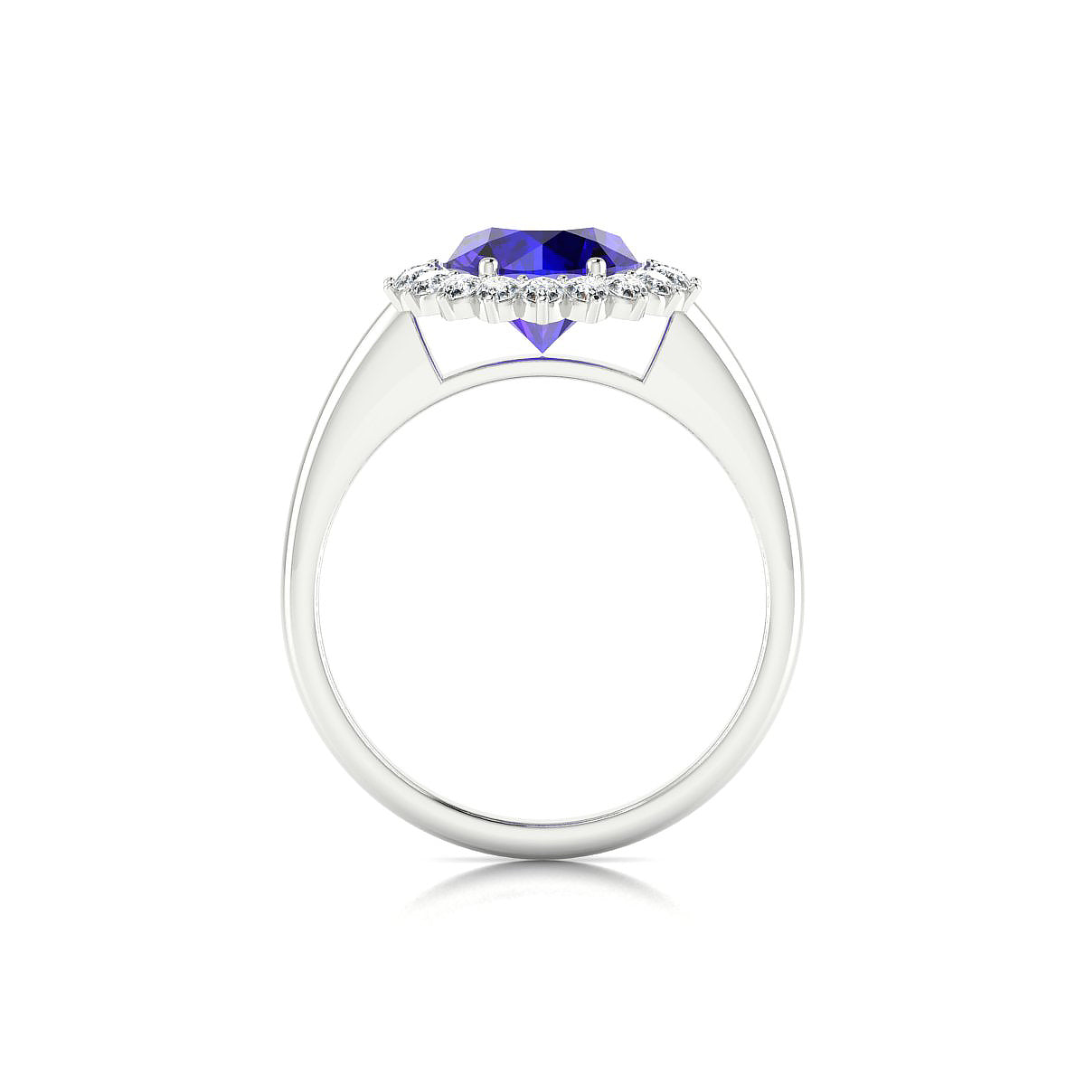 Blossom | 18k White Gold 8 mm Round Tanzanite Ring