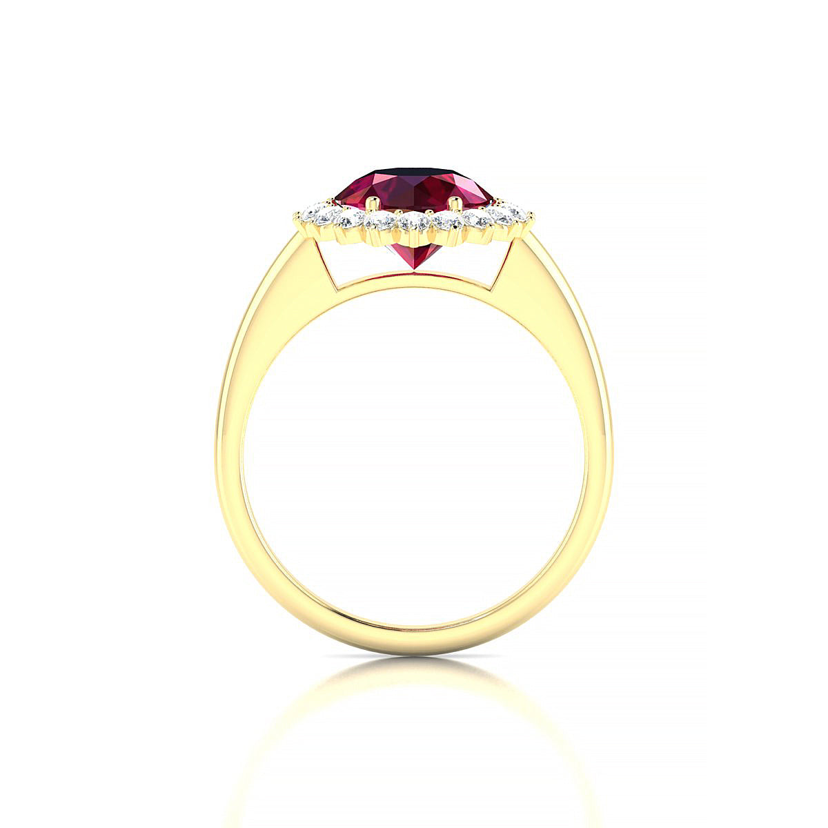Blossom | 18k Yellow Gold 8 mm Round Ruby Ring