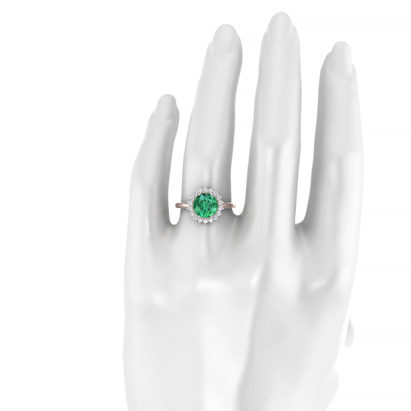 Blossom | 18k Rose Gold 8 mm Round Emerald Ring
