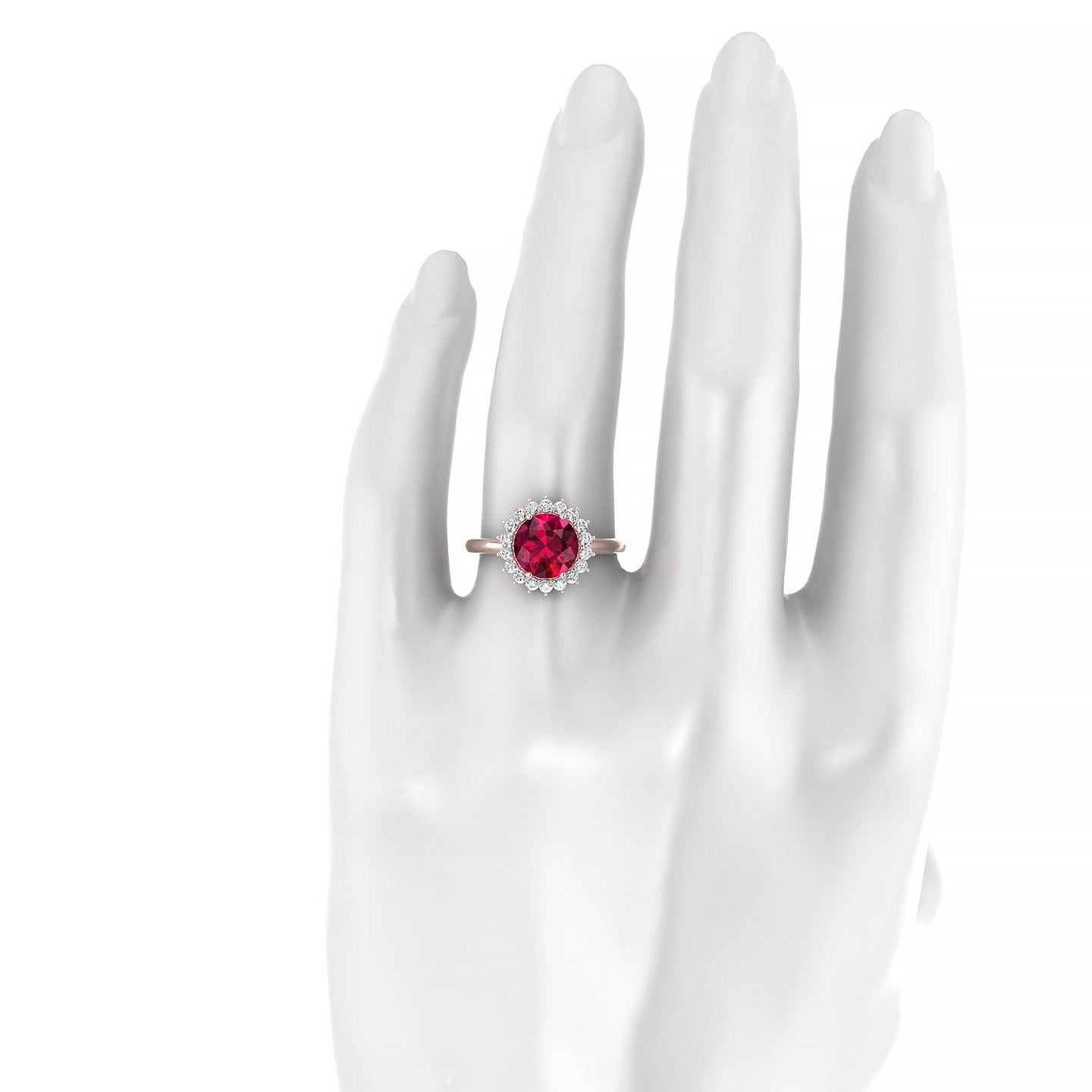 Blossom | 18k Rose Gold 8 mm Round Ruby Ring