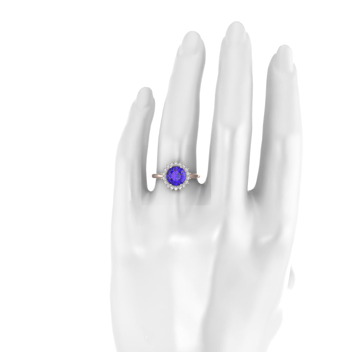Blossom | 18k Rose Gold 8 mm Round Tanzanite Ring