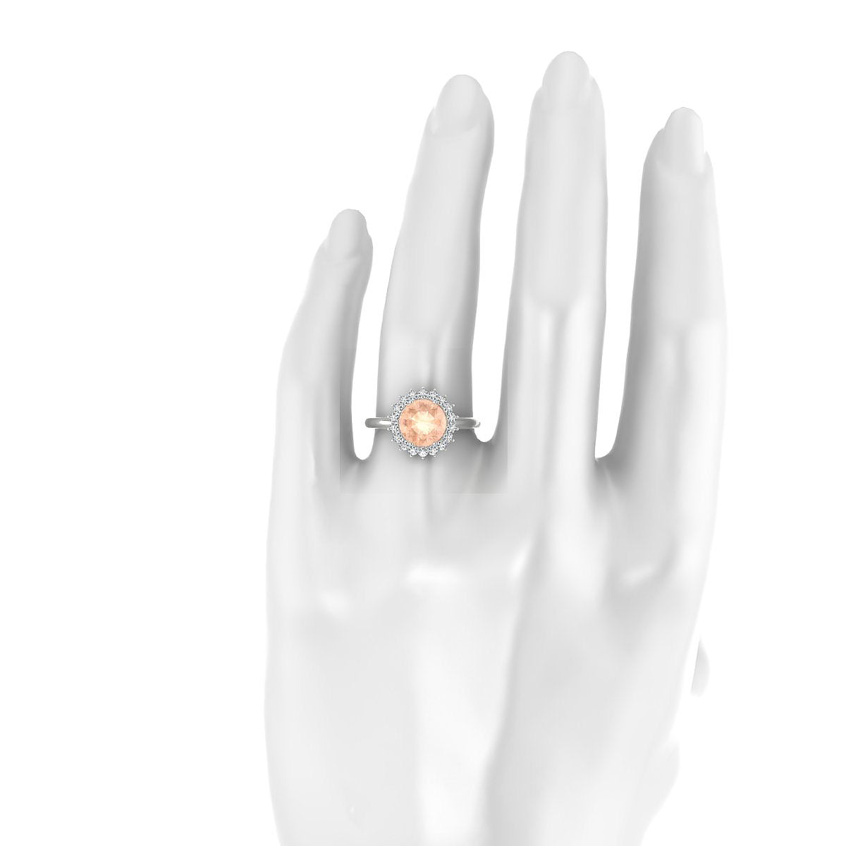 Blossom | 18k White Gold 8 mm Round Morganite Ring