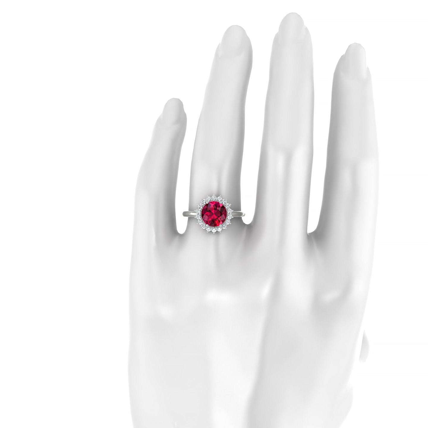 Blossom | 18k White Gold 8 mm Round Ruby Ring