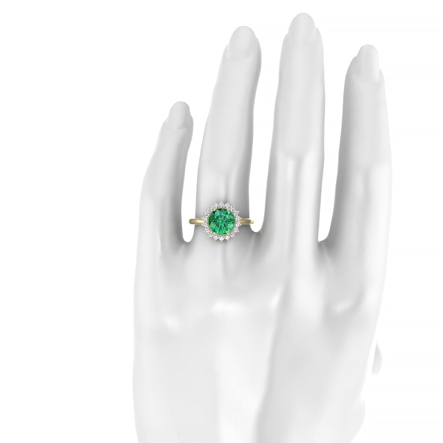 Blossom | 18k Yellow Gold 8 mm Round Emerald Ring