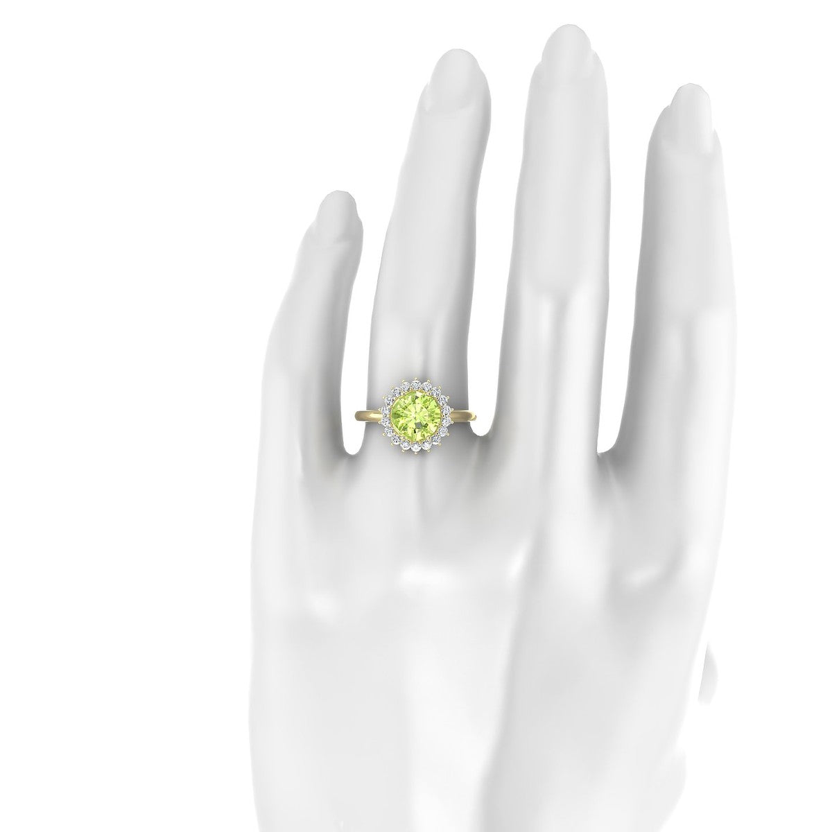 Blossom | 18k Yellow Gold 8 mm Round Peridot Ring