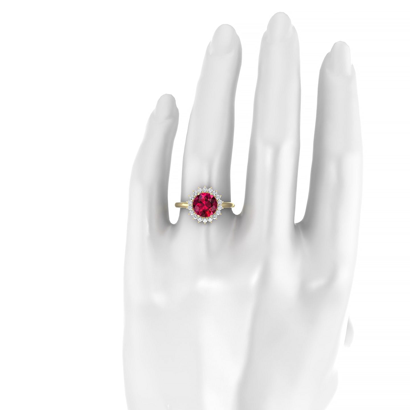 Blossom | 18k Yellow Gold 8 mm Round Ruby Ring