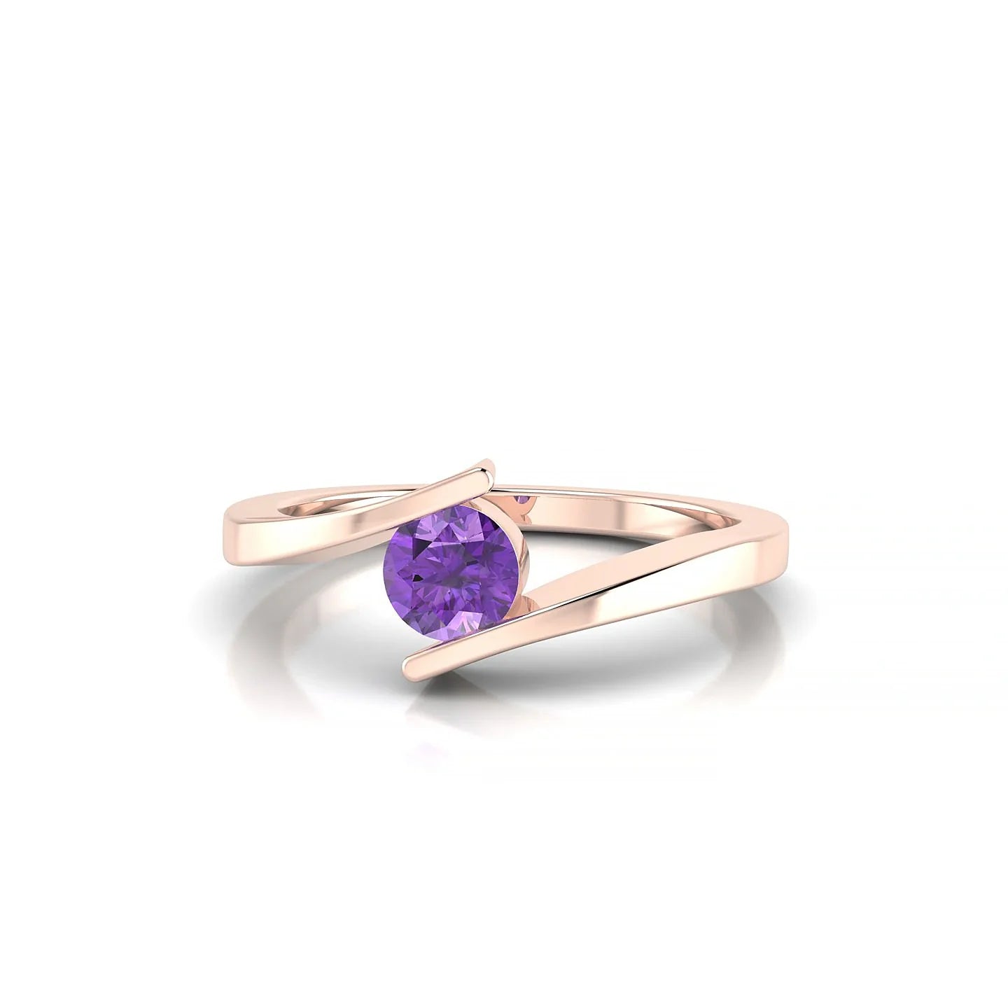 Brim | 18k Rose Gold 4.5 mm Round Amethyst Ring