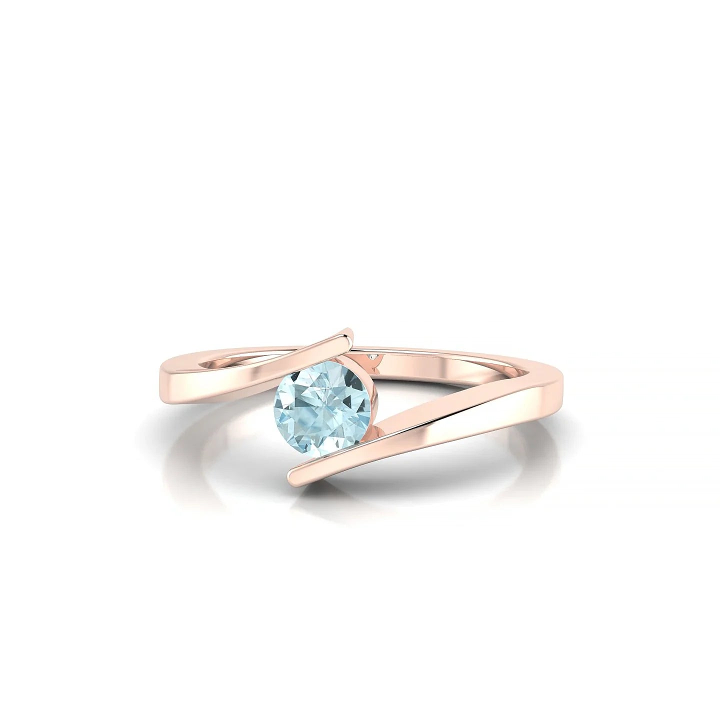 Brim | 18k Rose Gold 4.5 mm Round Aquamarine Ring