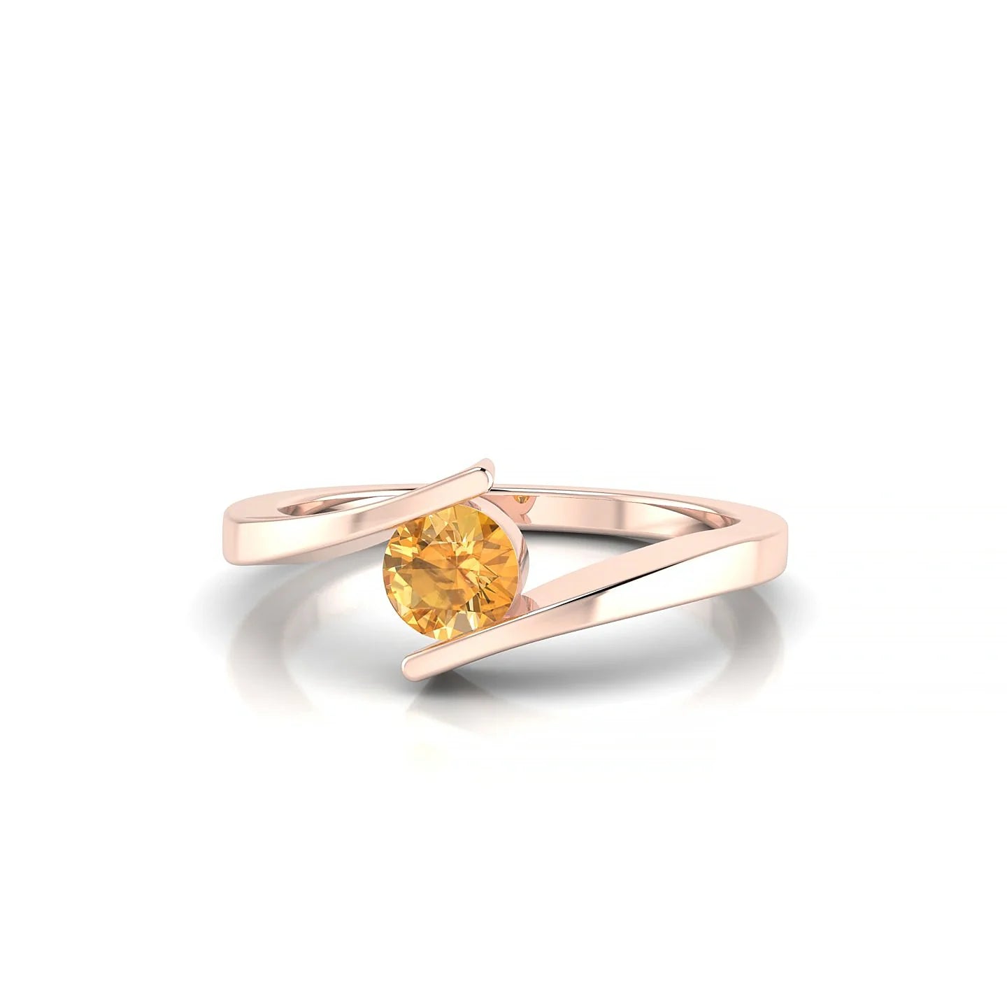 Brim | 18k Rose Gold 4.5 mm Round Citrine Ring