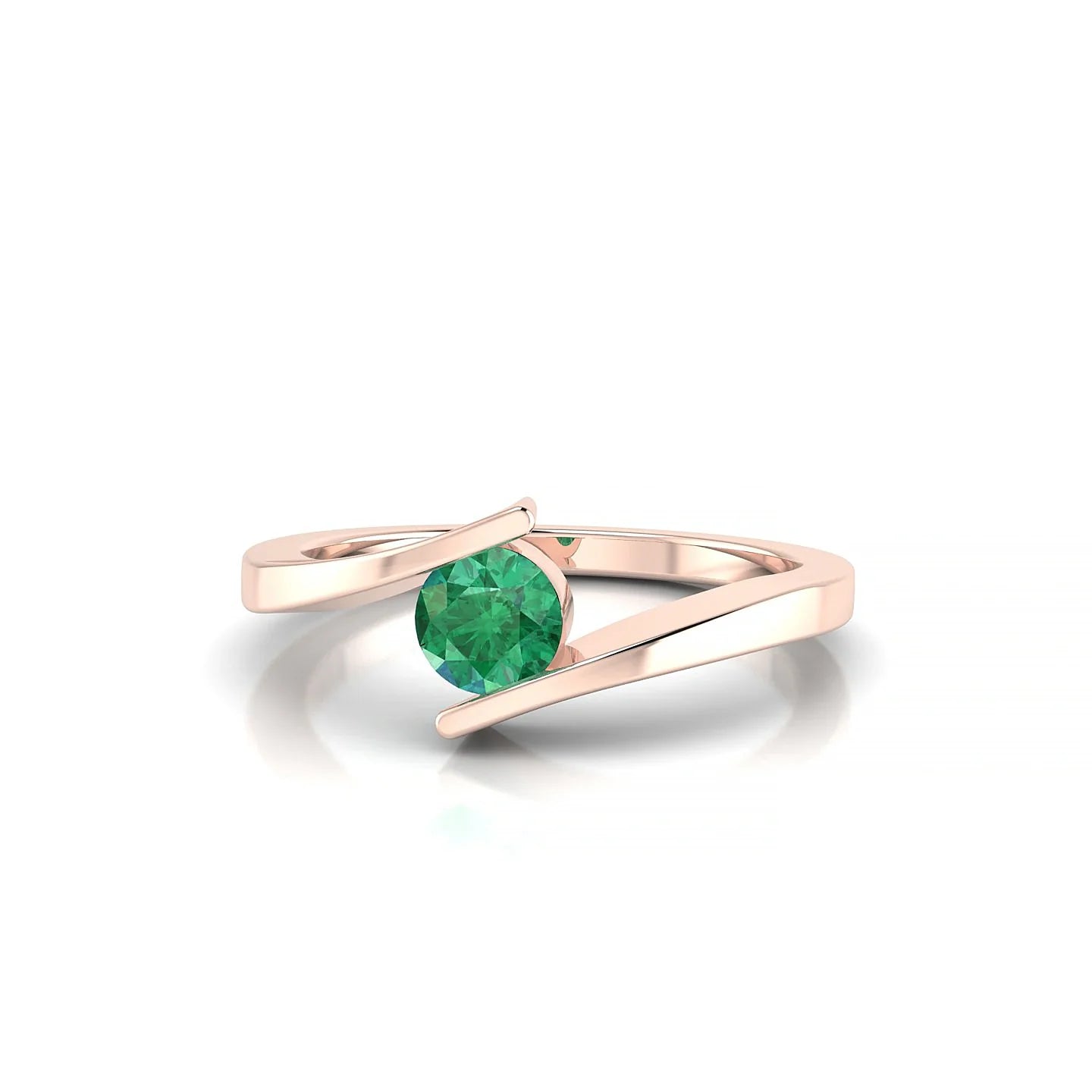 Brim | 18k Rose Gold 4.5 mm Round Emerald Ring