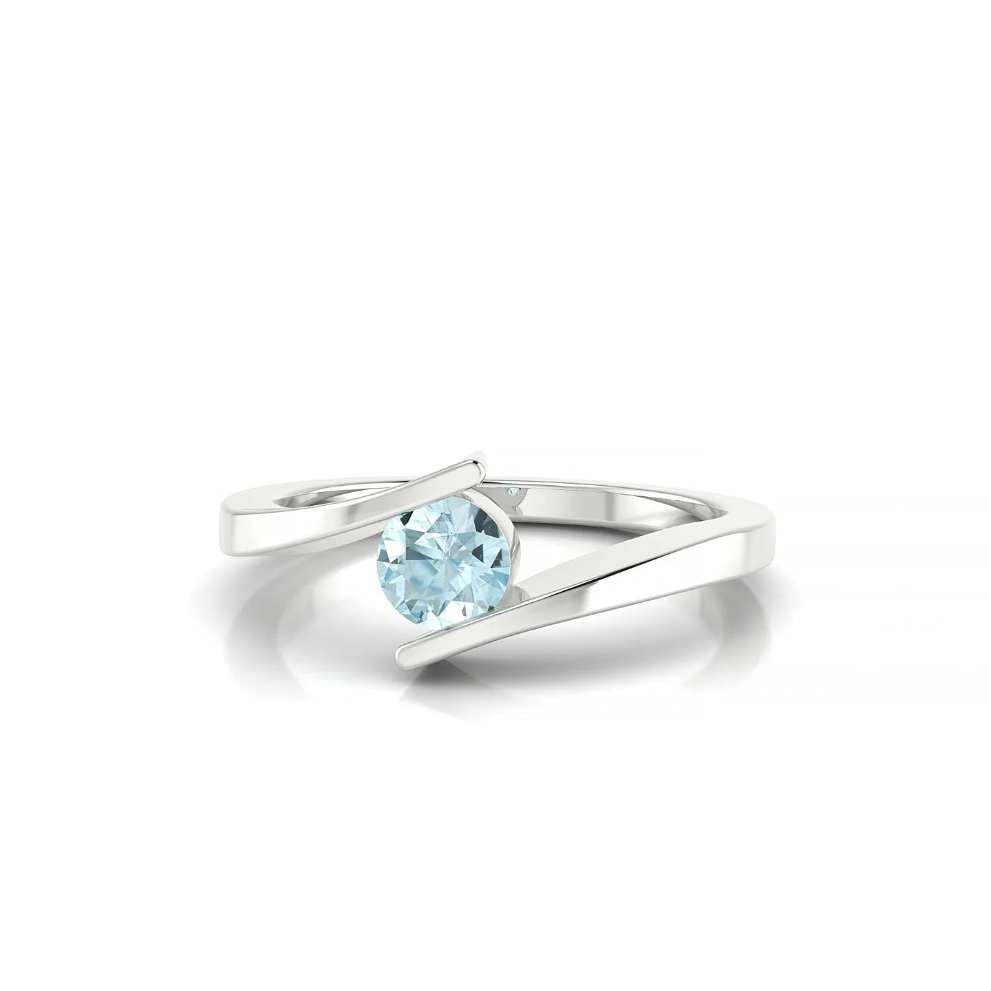 Brim | 18k White Gold 4.5 mm Round Aquamarine Ring