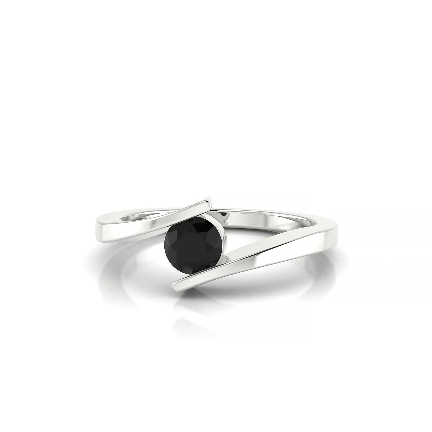 Brim | 18k White Gold 4.5 mm Round Black Diamond Ring