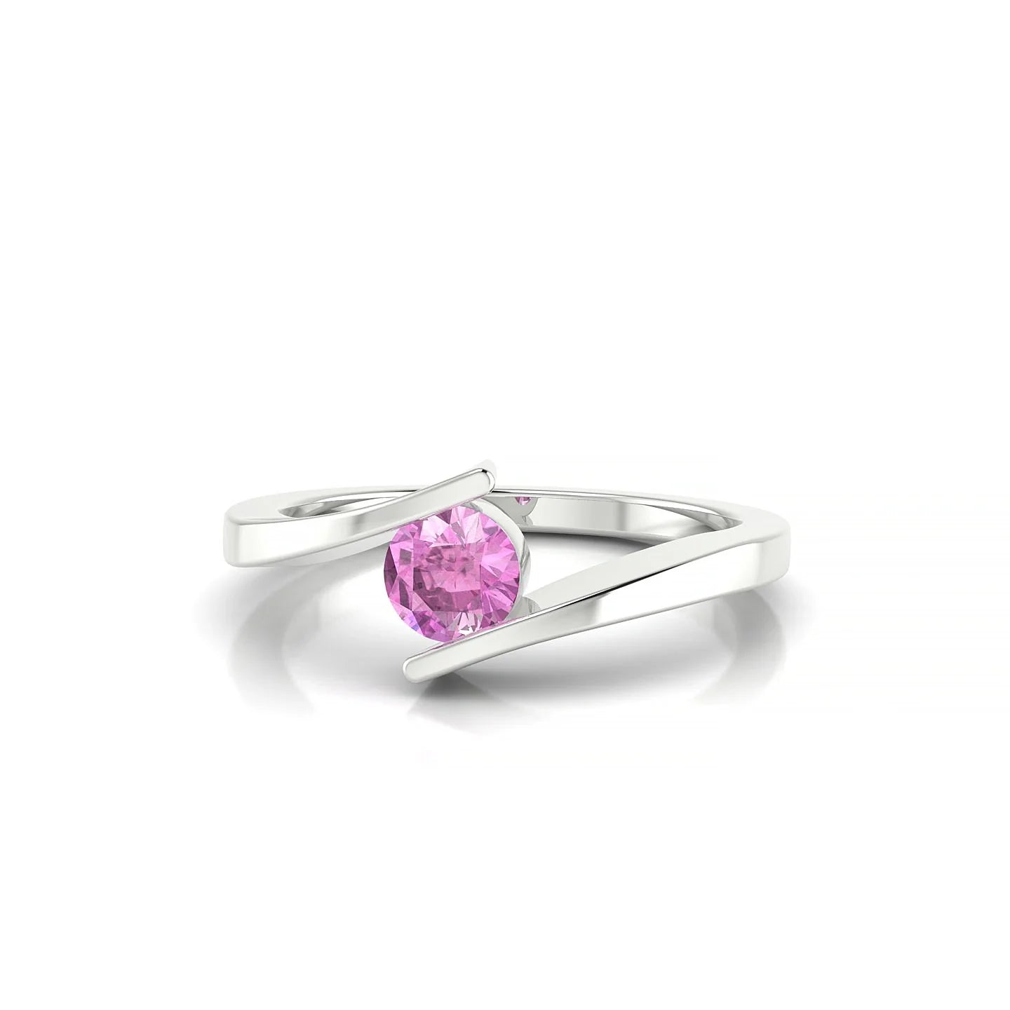 Brim | 18k White Gold 4.5 mm Round Pink Sapphire Ring